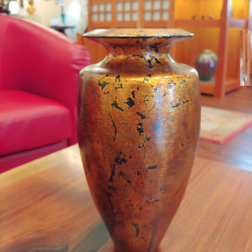 BEN-2003 Vase, Turned Wood with Silver Leaf Finish $200 at Hunter Wolff Gallery